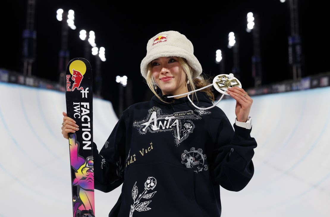 Eileen Gu, pictured with an X Games Aspen 2024 gold medal for Women's Ski SuperPipe, has her sights set on next year's Winter Olympics.