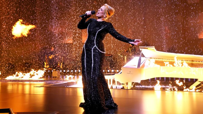 Adele performing her Weekends with Adele Las Vegas Residency at The Colosseum at Caesars Palace in January.