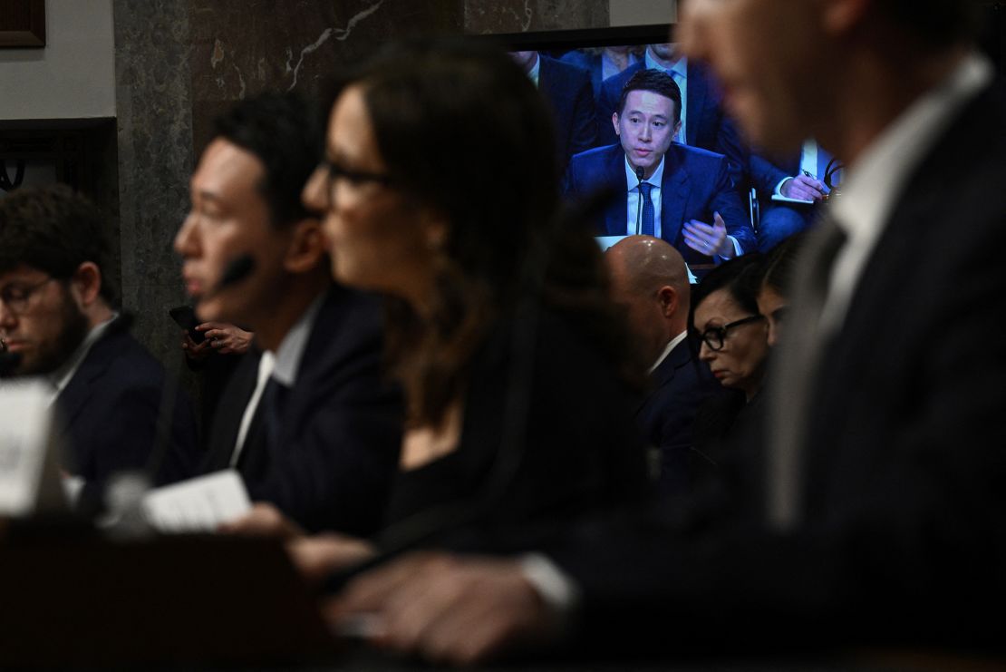 Shou Zi Chew, CEO of TikTok, testifies during the US Senate Judiciary Committee hearing "Big Tech and the Online Child Sexual Exploitation Crisis" in Washington, DC, on January 31, 2024.