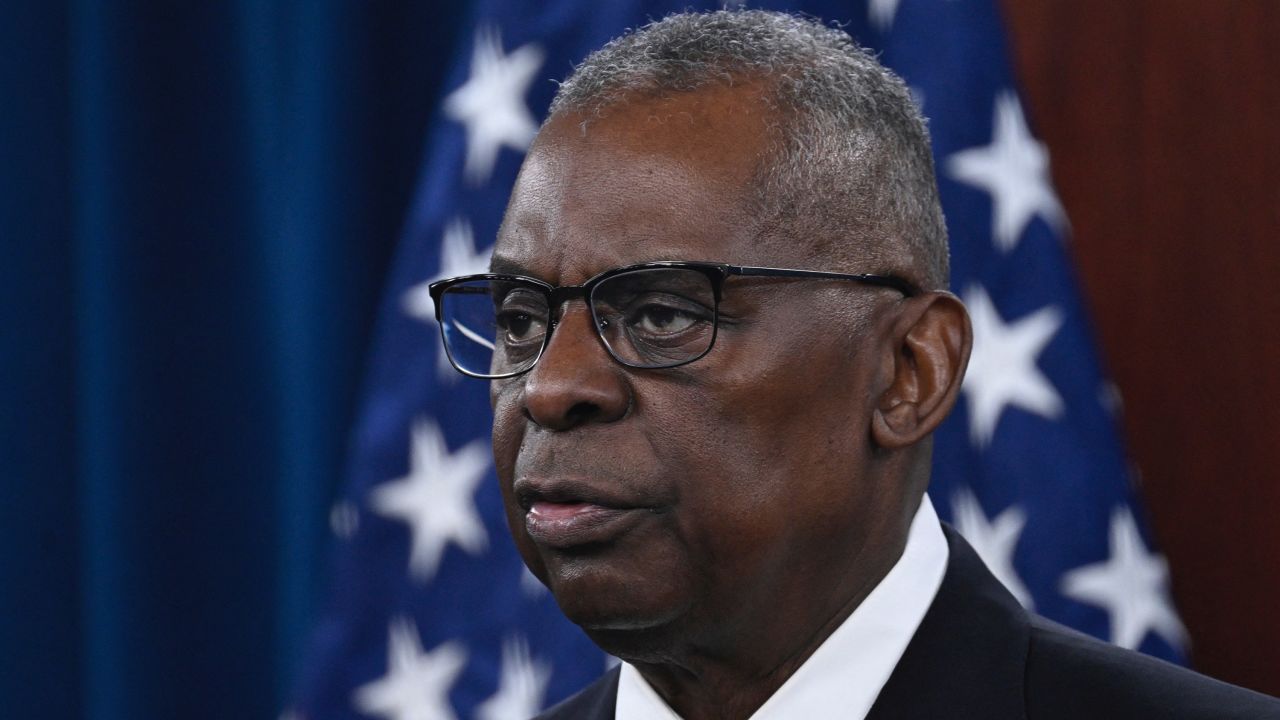 US Defense Secretary Lloyd Austin speaks during a press conference at the Pentagon in Washington, DC, on February 1, 2024. Austin apologized for concealing his prostate cancer diagnosis and hospitalization from US President Joe Biden and the rest of the government. (Photo by ANDREW CABALLERO-REYNOLDS / AFP) (Photo by ANDREW CABALLERO-REYNOLDS/AFP via Getty Images)