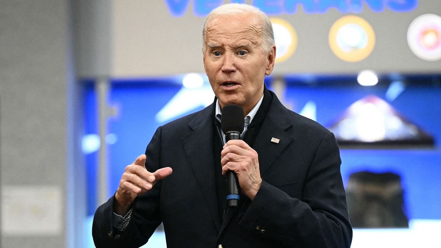 US President Joe Biden speaks to members of the United Auto Workers (UAW) at the UAW National Training Center, in Warren, Michigan, on February 1, 2024.