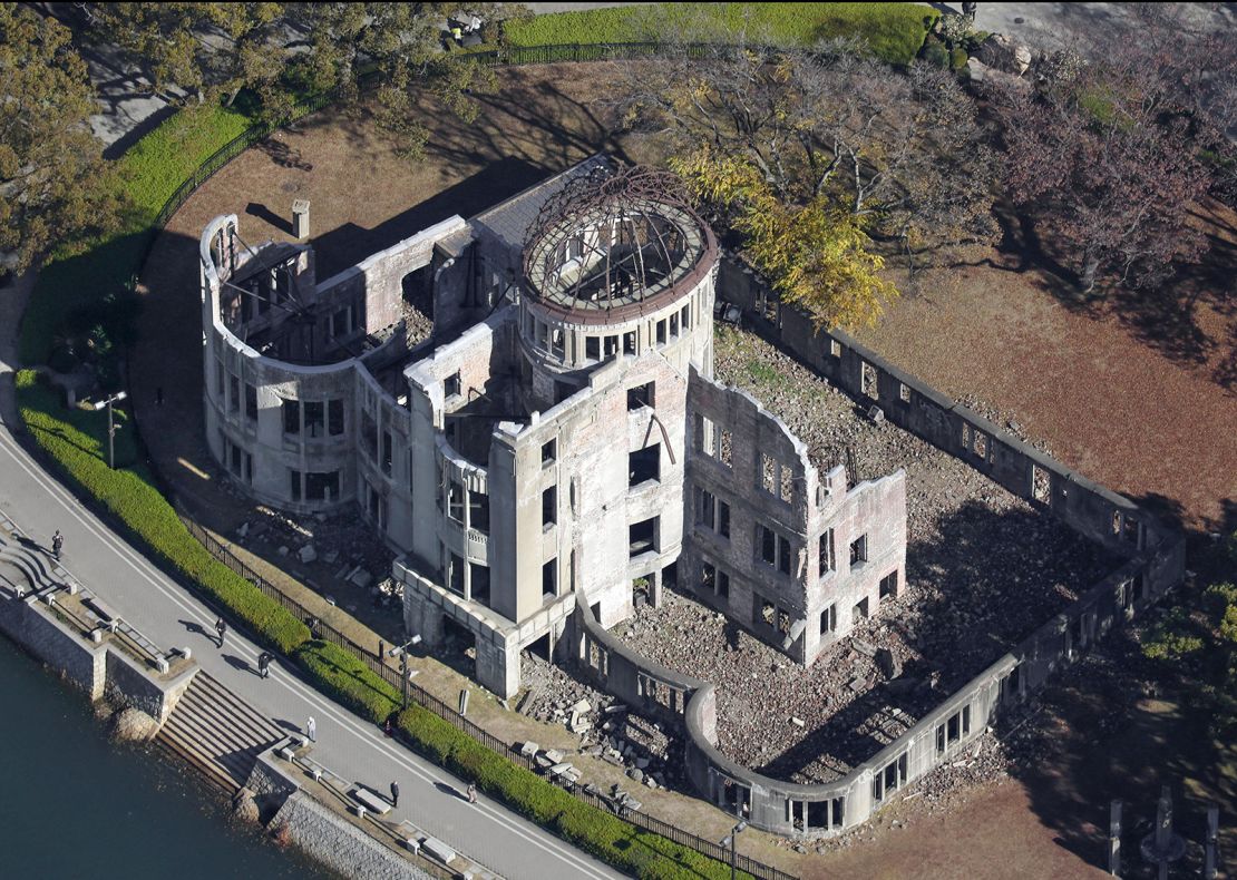 The Atomic Bomb Dome war memorial in Hiroshima, Japan on December 13, 2023.