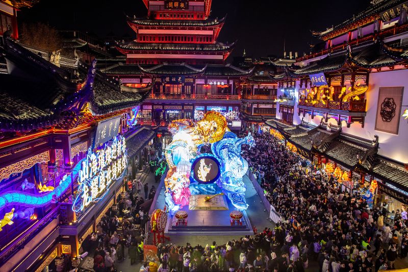 Shanghai's Yu Garden is a popular tourist destination during the Lunar New Year holiday period.