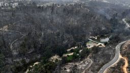 Aerial view of the Botanical Garden after a forest fire in ViÃ±a del Mar, Chile, taken on February 4, 2024. Chileans Sunday feared a rise in the death toll from wildfires blazing across the South American country that have already killed at least 51 people, leaving bodies in the street and homes gutted. (Photo by Javier TORRES / AFP) (Photo by JAVIER TORRES/AFP via Getty Images)