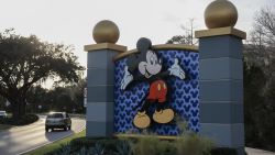 ORLANDO, FLORIDA - FEBRUARY 01: Mickey Mouse welcomes visitors near an entrance to Walt Disney World on February 01, 2024, in Orlando, Florida. A federal judge has dismissed a lawsuit against Florida Gov. Ron DeSantis, which Walt Disney Co. said it will be appealing its loss in a lawsuit. The case revolves around the Governor taking over Disney's special governing district after Disney opposed Florida legislation that critics have dubbed “Don’t Say Gay.” (Photo by Joe Raedle/Getty Images)