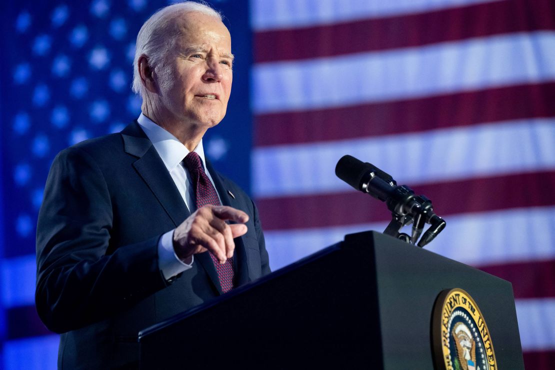 President Joe Biden speaks during a campaign rally in Las Vegas on February 4, 2024.