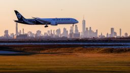 A Boeing 787-9 Dreamliner passenger aircraft of Air New Zealand arrives at JFK International Airport in New York in February 2024.