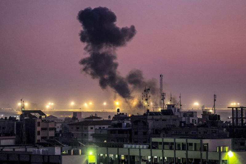 Smoke billows during Israeli bombardment in Rafah on the southern Gaza Strip on Tuesday amid ongoing battles between Israel and the Palestinian militant group Hamas.