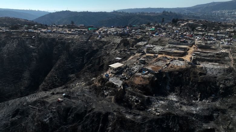The aftermath of the forest fires in Chile's Valparaiso region on February 6, 2024.