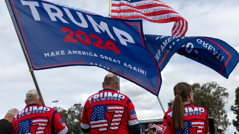 SAN DIEGO, CALIFORNIA - FEBRUARY 03: Trump supporters attend a "Take Our Border Back" convoy rally on February 3, 2024 in  San Diego, California. (Photo by Qian Weizhong/VCG via Getty Images)