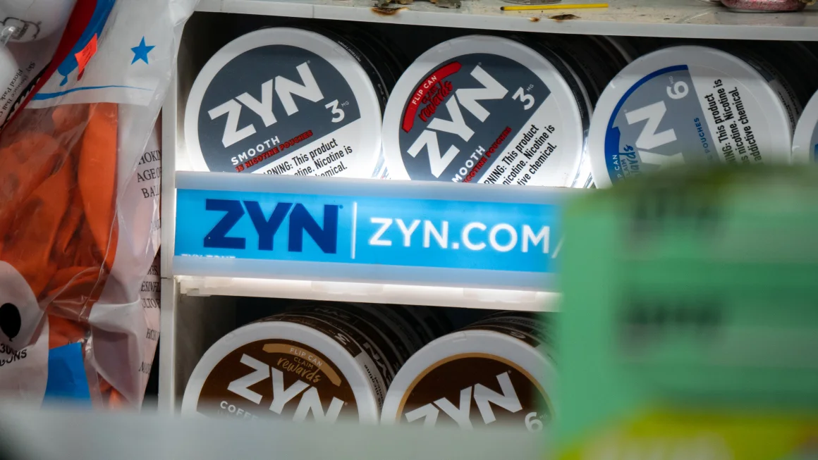 Zyn nicotine pouches on display with concerns about health impact. Image from Getty Images, sourced via CNN