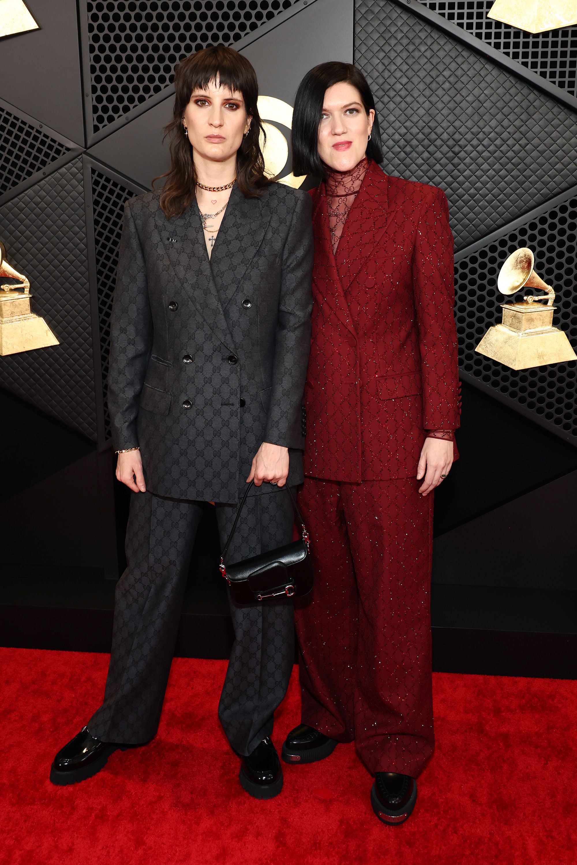 Vic Lentaigne and Romy Madley Croft arrived in complementary Gucci suits.