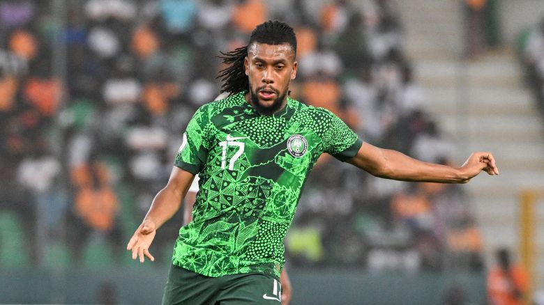 Nigeria's midfielder #17 Alex Iwobi runs with the ball during the Africa Cup of Nations (CAN) 2024 semi-final football match between Nigeria and South Africa at the Stade de la Paix in Bouake on February 7, 2024. (Photo by Issouf SANOGO / AFP) (Photo by ISSOUF SANOGO/AFP via Getty Images)