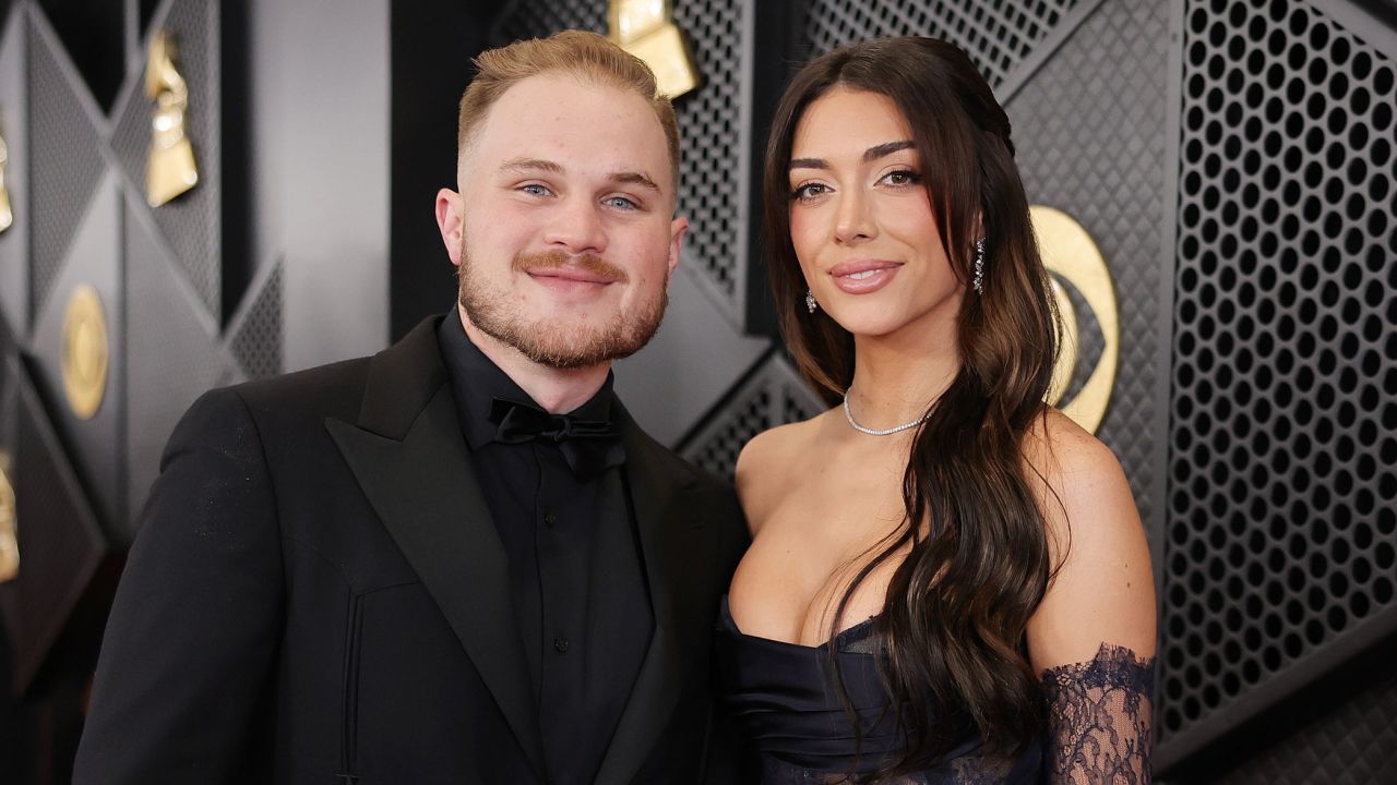 (From left) Zach Bryan and Brianna LaPaglia at the 2024 Grammy Awards in Los Angeles.