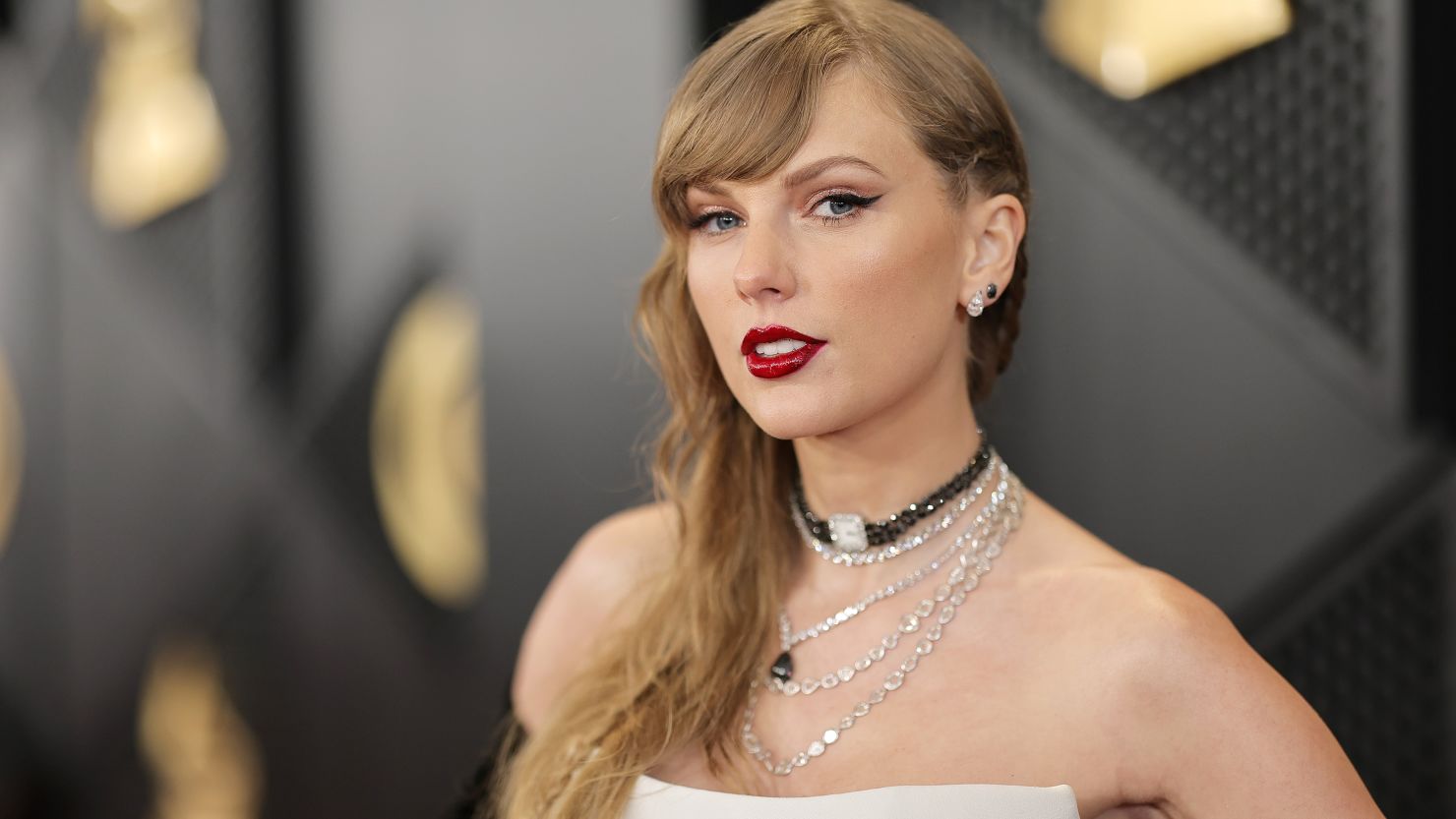 Taylor Swift at the Grammy Awards in Los Angeles, California, on February 4, 2024.
