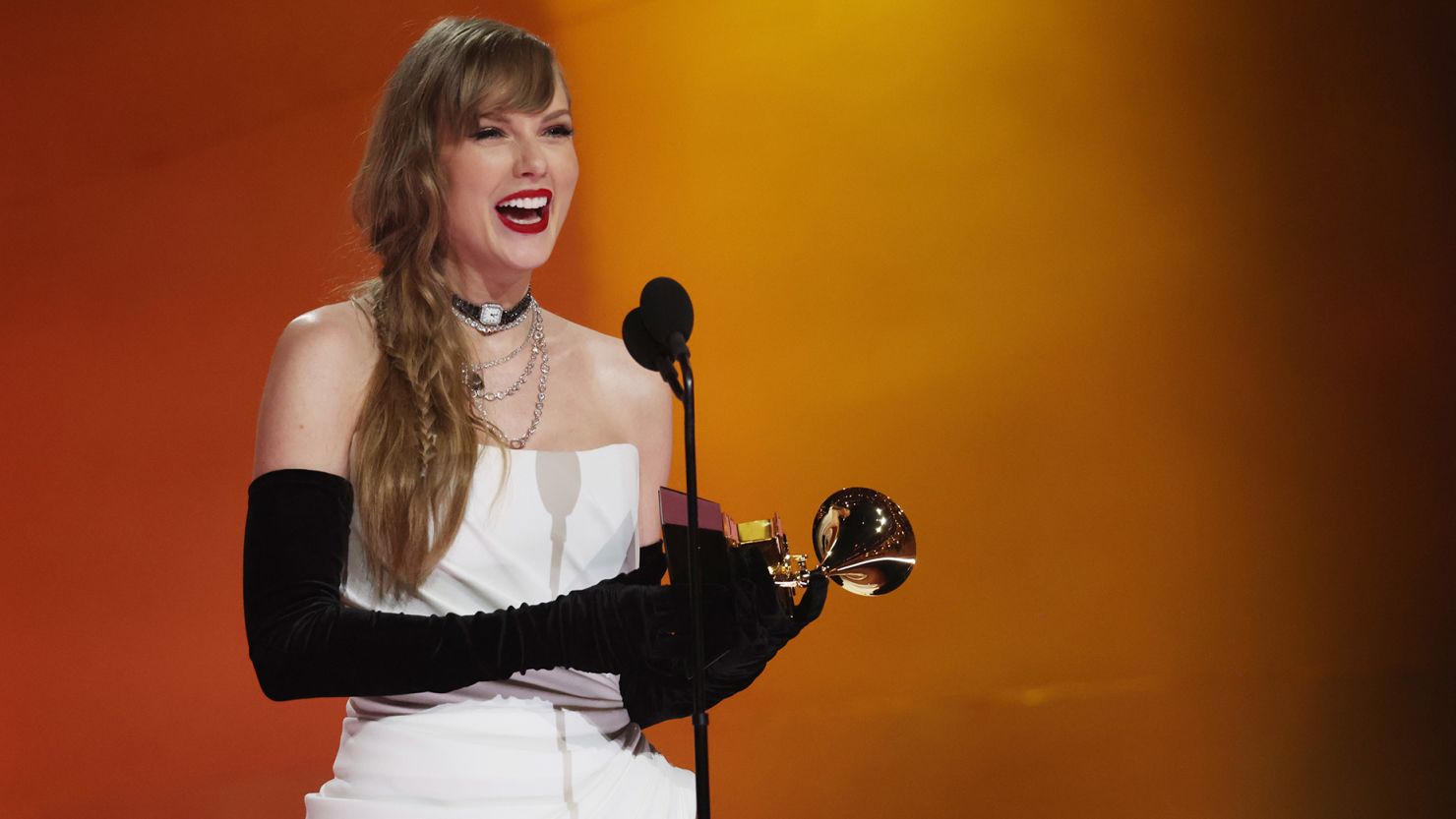 Taylor Swift accepts the best pop vocal album Grammy award "Midnights."