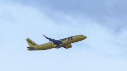 LAS VEGAS, NEVADA - FEBRUARY 04: A Spirit Airlines jet takes off from Harry Reid International Airport on February 04, 2024 in Las Vegas, Nevada. An appeals court said on February 2 that it would hear an appeal in June to overturn a judge's ruling that blocked a USD 3.8 billion merger of Spirit Airlines and JetBlue. (Photo by Ethan Miller/Getty Images)