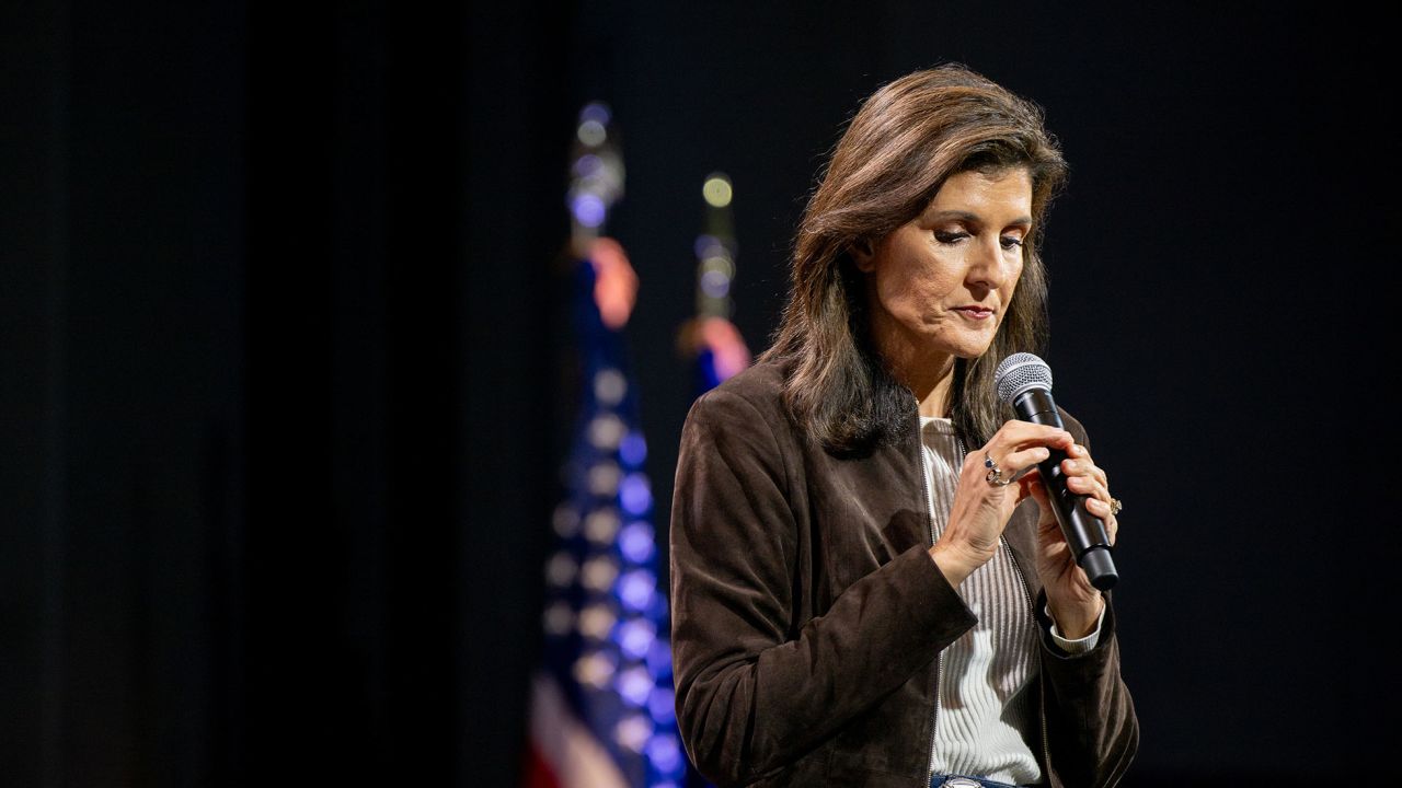 Nikki Haley speaks during a campaign rally at the University of South Carolina - Aiken on February 5, 2024 in Aiken, South Carolina.