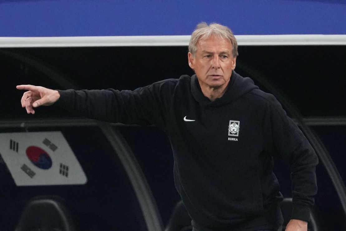 Klinsmann, seen here during the Asian Cup semifinal against Jordan, has been sacked as head coach of the <em>Taegeuk Warriors</em>.