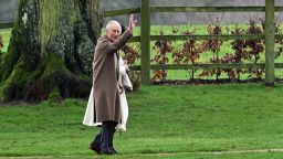 Britain's King Charles III and Britain's Queen Camilla (hidden) arrive at St Mary Magdalene Church on the Sandringham Estate in eastern England on February 11, 2024. Britain's King Charles III on Saturday expressed his "heartfelt thanks" to well-wishers, in his first statement since his shock announcement that he has cancer.