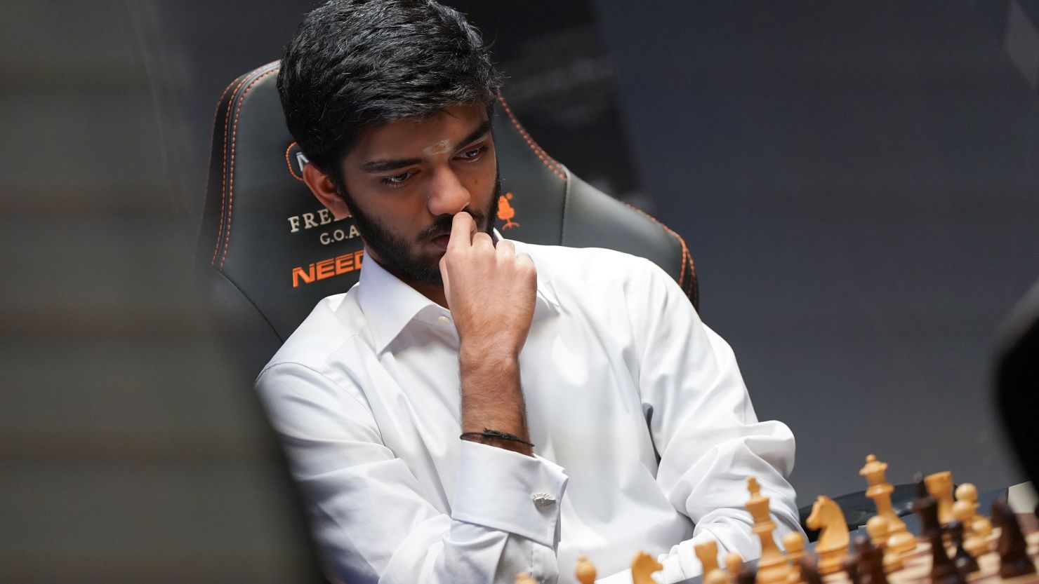 Indian grandmaster Gukesh Dommaraju playing at the Freestyle Chess G.O.A.T. Challenge quarter finals in Germany in February.