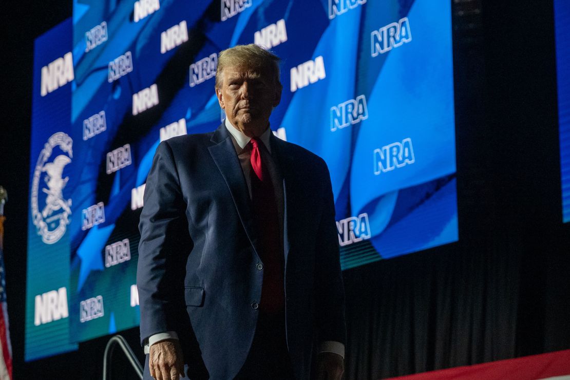 Former President Donald Trump speaks at the National Rifle Association presidential forum at the Great American Outdoor Show on February 9 in Harrisburg, Pennsylvania.