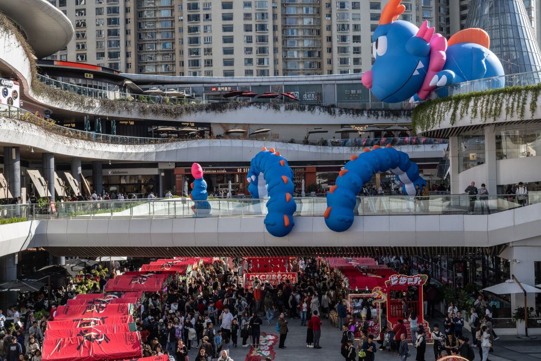 A Lunar New Year fair at Coco Park mall, one of Hongkongers' favorite destinations in Shenzhen, China, on February 12, 2024