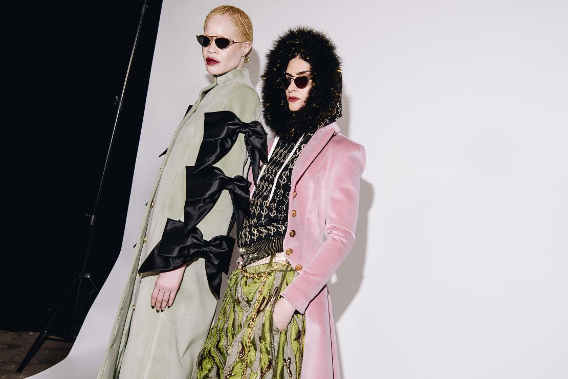 Models pose backstage at the Wiederhoeft show, which also centered eclectic, playful separates.