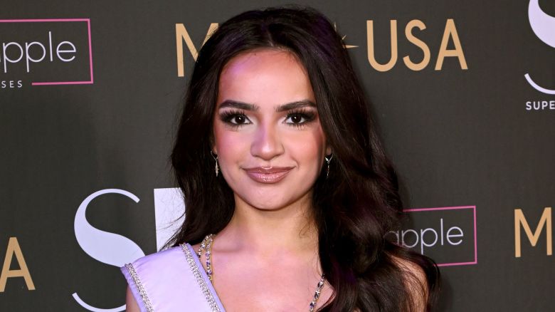 UmaSofia Srivastava attends Supermodels Unlimited Magazine Presents: Billboards Over Broadway - NYFW Celebrity Event at Nebula Nightclub in New York City on February 10, 2024. Srivastava relinquished her Miss Teen USA crown, saying "my personal values no longer fully align with the direction of the organization.”