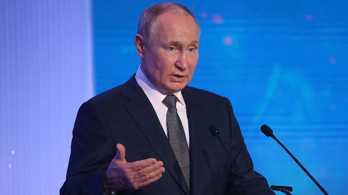 Russian President Vladimir Putin at the Forum of Future Technologies on February 14 in Moscow.