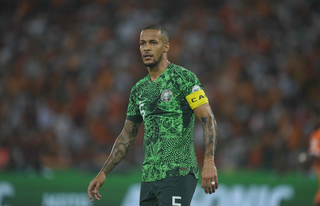 ABIDJAN, IVORY COAST - FEBRUARY 11: William Paul Ekong of Nigeria looks on during the TotalEnergies CAF Africa Cup of Nations final match between Nigeria and Ivory Coast at Stade Olympique Alassane Ouattara on February 11, 2024 in Abidjan, Ivory Coast. (Photo by Ulrik Pedersen/DeFodi Images via Getty Images)