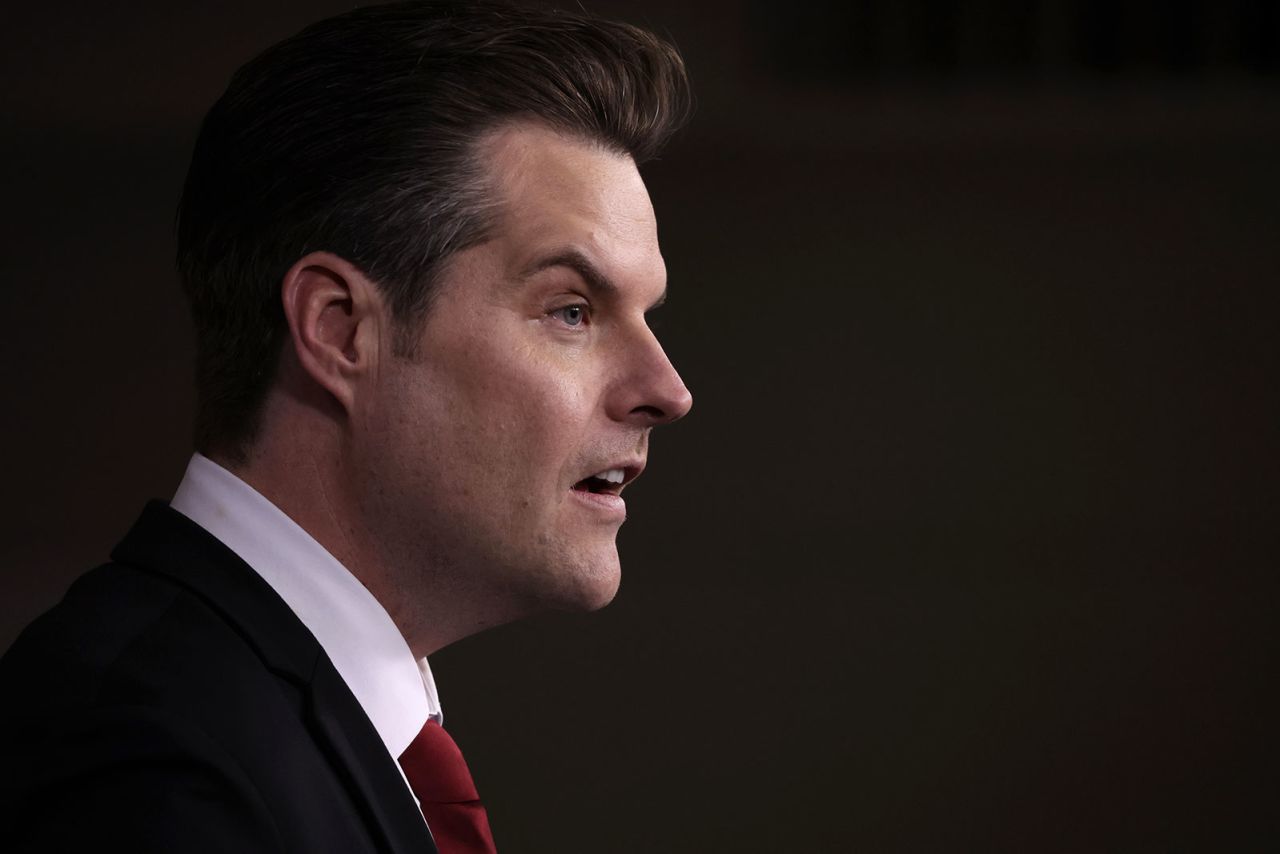 Matt Gaetz speaks at a press conference at the U.S. Capitol on February 13th.