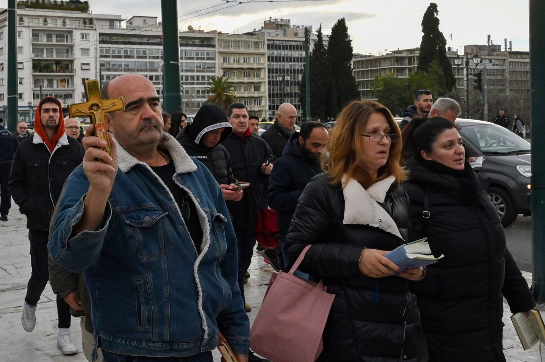 Greek-Orthodox people participated in a protest against the legislation on February 15 in Athens.
