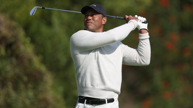 Tiger Woods hits horrible SHANK into the trees after suffering a back SPASM  on his long-awaited PGA Tour return at the Genesis Invitational