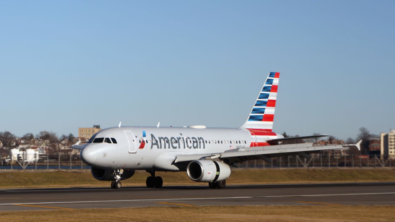 NEW YORK, NEW YORK - FEBRUARY 04: A general view of an American Airlines jet photographed at LaGuardia Airport on February 4, 2024 in the Queens borough of New York City, United States. (Photo by Bruce Bennett/Getty Images)