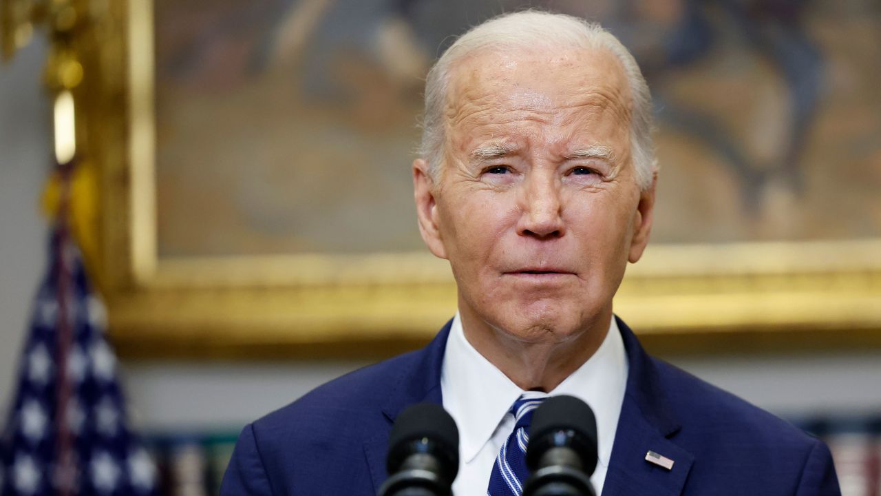 WASHINGTON, DC - FEBRUARY 16: U.S. President Joe Biden delivers remarks on the reported death of Alexei Navalny from the Roosevelt Room of the White House on February 16, 2024 in Washington, DC. Navalny, an anticorruption activist and critic of Russian President Vladimir V. Putin was reported by Russiaâs Federal Penitentiary Service to have died in a prison he was recently transferred to in the Arctic Circle. (Photo by Anna Moneymaker/Getty Images)