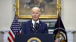 U.S. President Joe Biden delivers remarks on the reported death of Alexei Navalny from the Roosevelt Room of the White House on February 16, 2024 in Washington, DC.