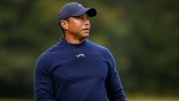 PACIFIC PALISADES, CALIFORNIA - FEBRUARY 16: Tiger Woods of the United States reacts to his shot from the sixth tee during the second round of The Genesis Invitational at Riviera Country Club on February 16, 2024 in Pacific Palisades, California. (Photo by Ronald Martinez/Getty Images)