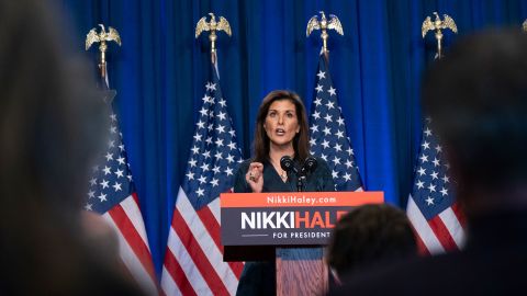 Nikki Haley speaks at a campaign event at Clemson University at Greenville on February 20, in Greenville, South Carolina. 