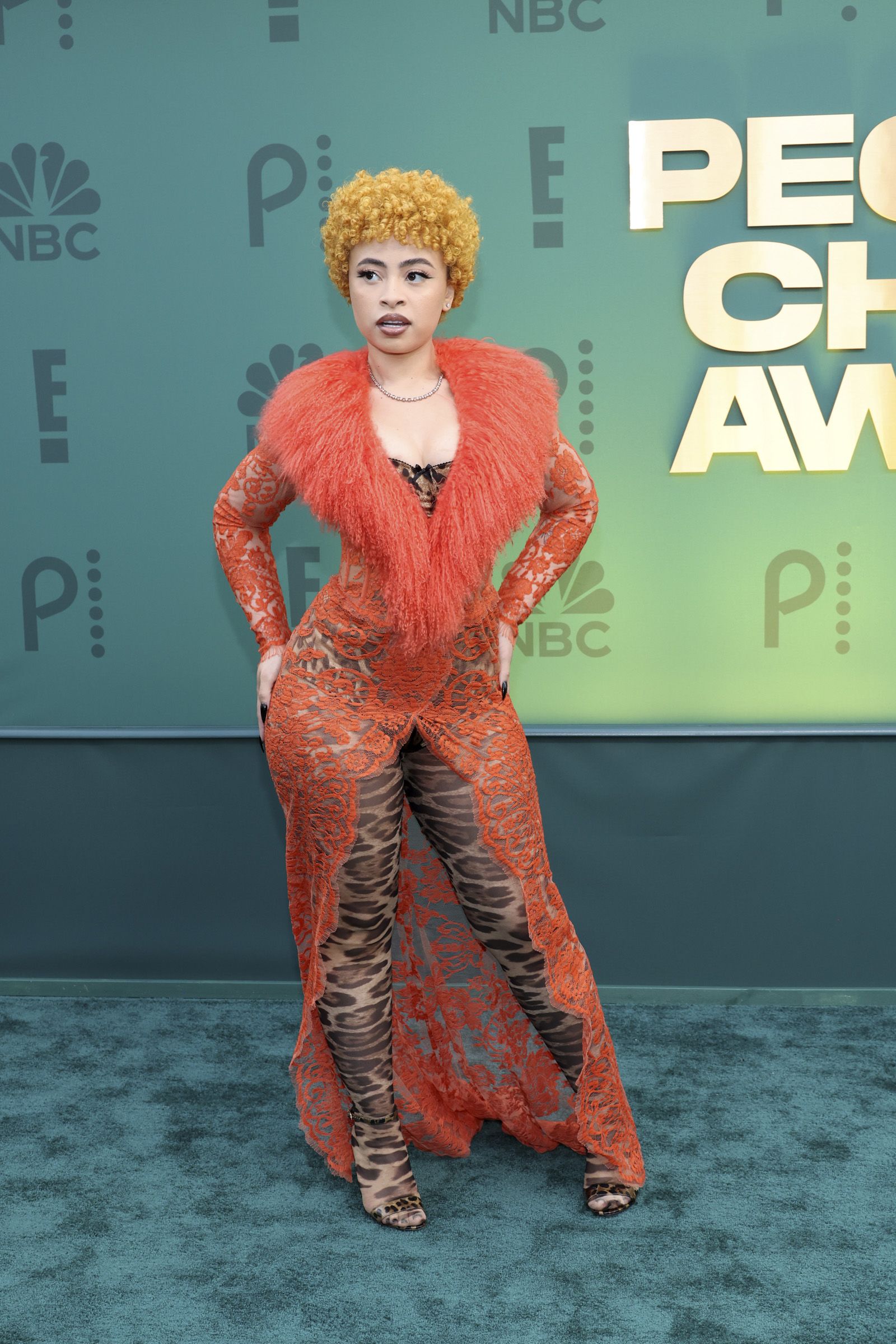 Ice Spice's outfit certainly stood out on the red carpet, mixing colors, textures, patterns and styles.