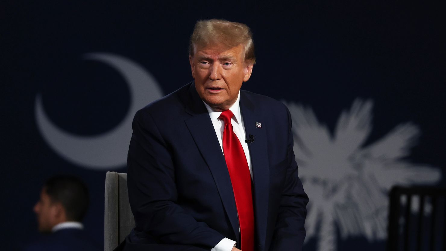 Former President Donald Trump speaks during a Fox News town hall at the Greenville Convention Center on February 20, 2024, in Greenville, South Carolina.