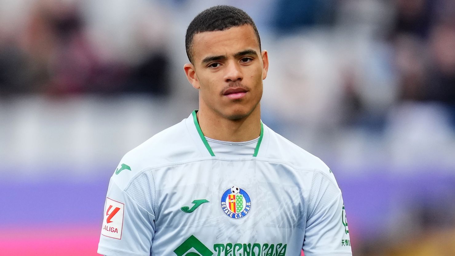 Mason Greenwood pictured playing for Getafe CF last season during a La Liga match against FC Barcelona on February 24.