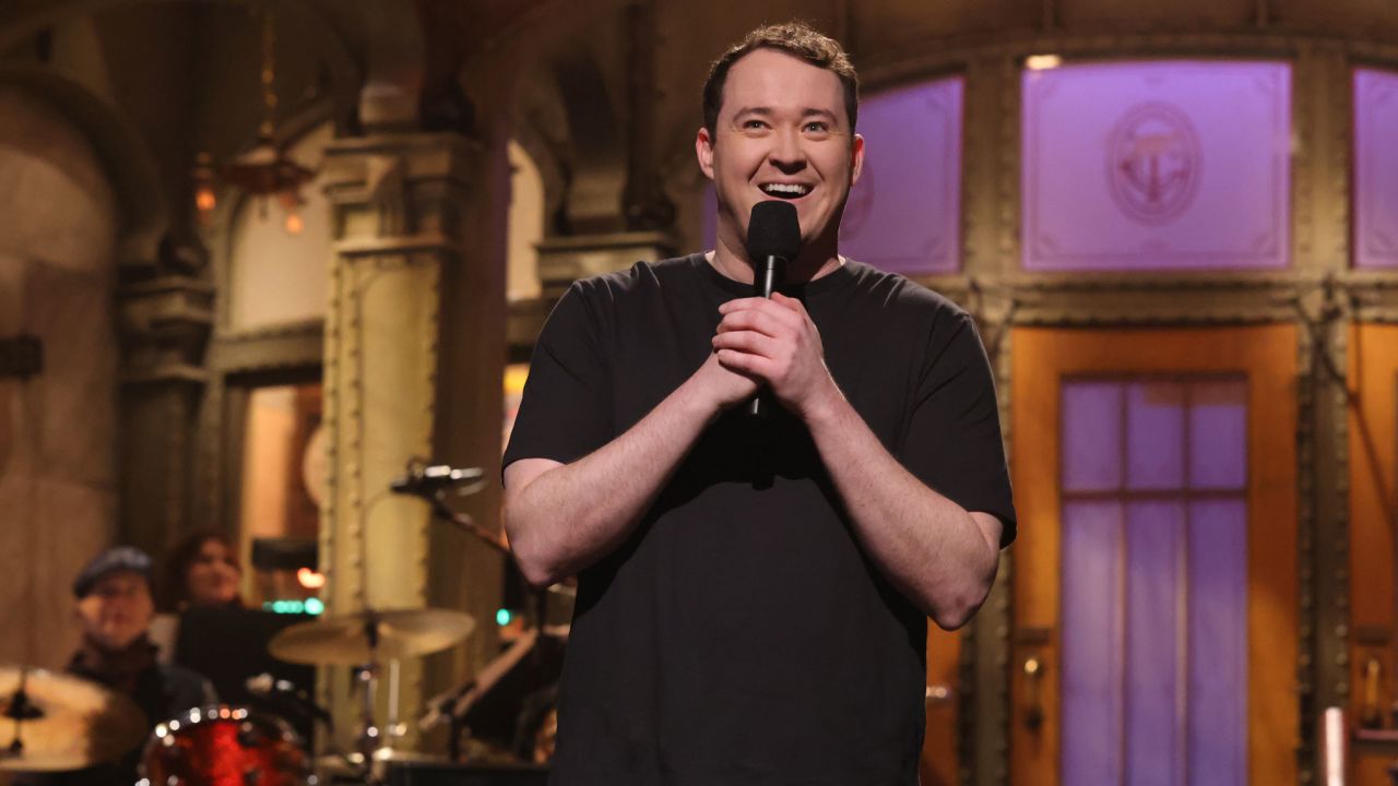 SATURDAY NIGHT LIVE -- Episode 1856 -- Pictured: Host Shane Gillis during the Monologue on Saturday, February 24, 2024 -- (Photo by: Will Heath/NBC via Getty Images)