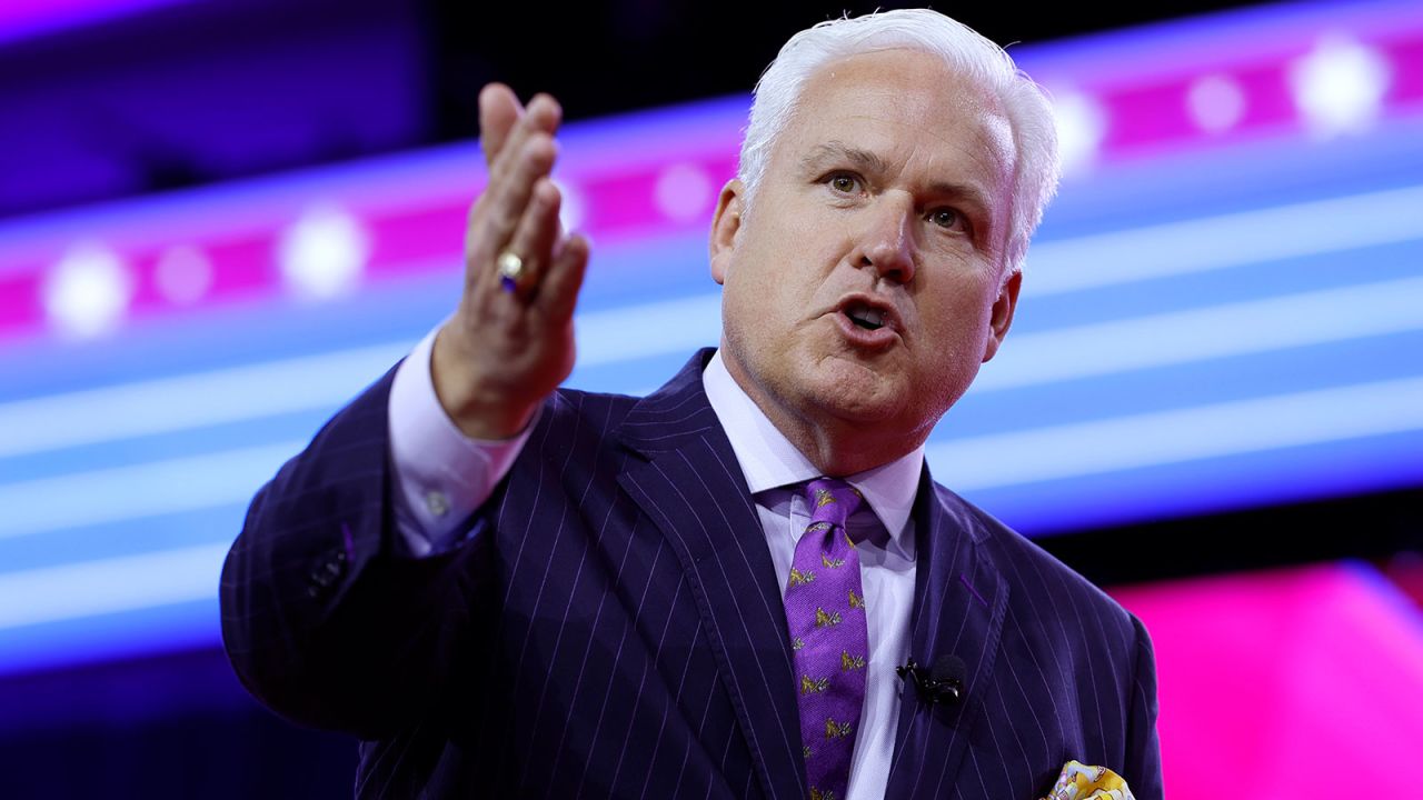 NATIONAL HARBOR, MARYLAND - FEBRUARY 22: Chairman of American Conservative Union Matt Schlapp gives opening remarks at the Conservative Political Action Conference (CPAC) at Gaylord National Resort Hotel And Convention Center on February 22, 2024 in National Harbor, Maryland. Attendees descended upon the hotel outside of Washington DC to hear from conservative speakers from around the world who range from journalists, U.S. lawmakers, international leaders and businessmen. Republican presidential candidate and former U.S. President Donald Trump will deliver remarks to attendees on Saturday. (Photo by Anna Moneymaker/Getty Images)