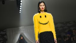 A model walks the runway at the Moschino fashion show during the Milan Fashion Week Womenswear Fall/Winter 2024-2025 on February 22, 2024 in Milan, Italy.
