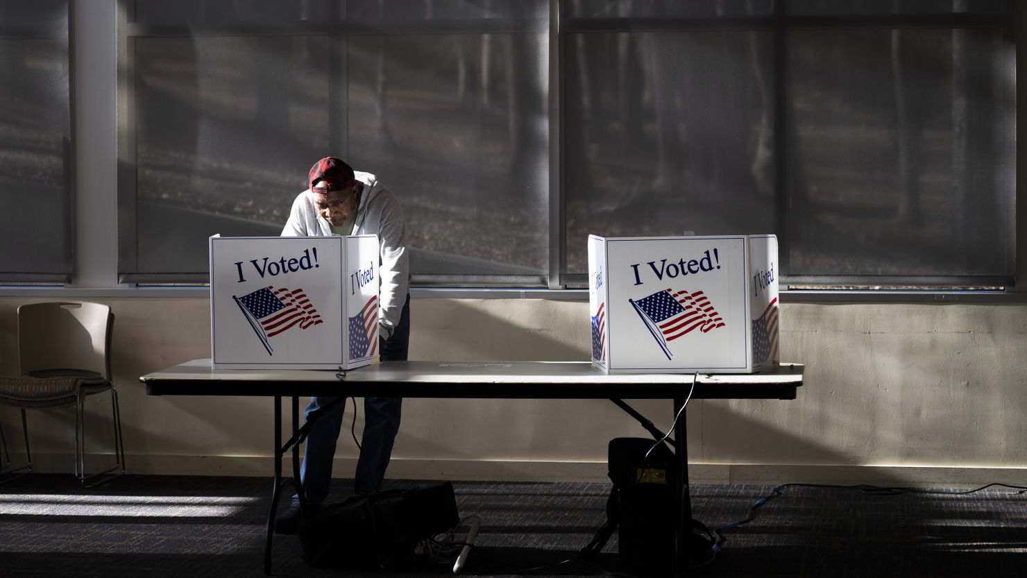 A voter casts their ballot during South Carolina's Republican primary on February 24.