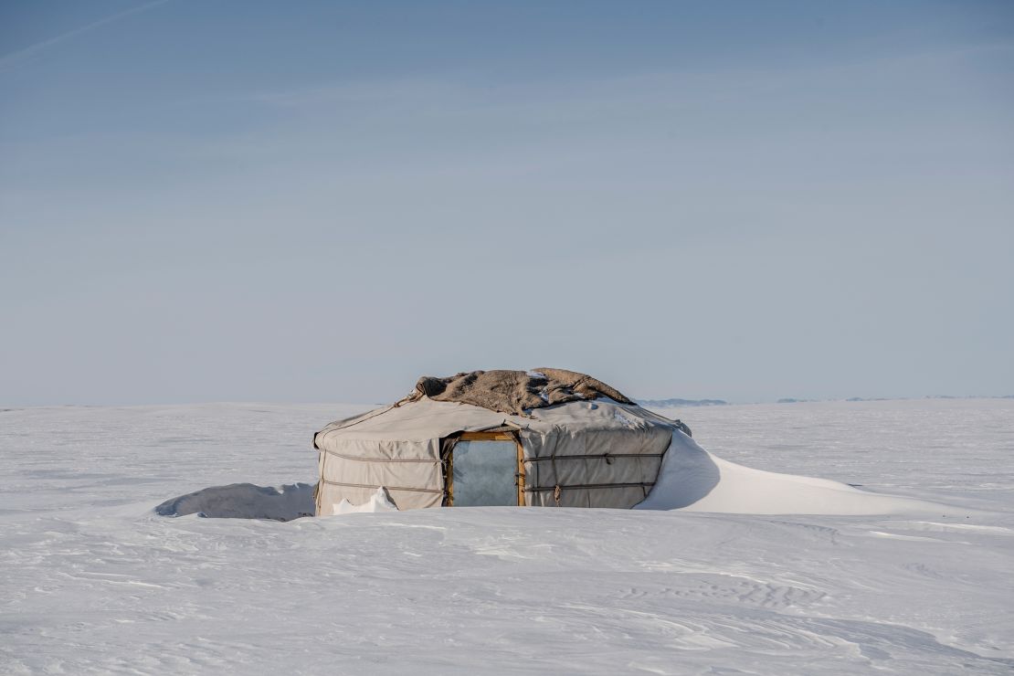 A traditional yurt tent in Bayanmunkh, in Mongolia's Khentii Province on February 22, 2024.