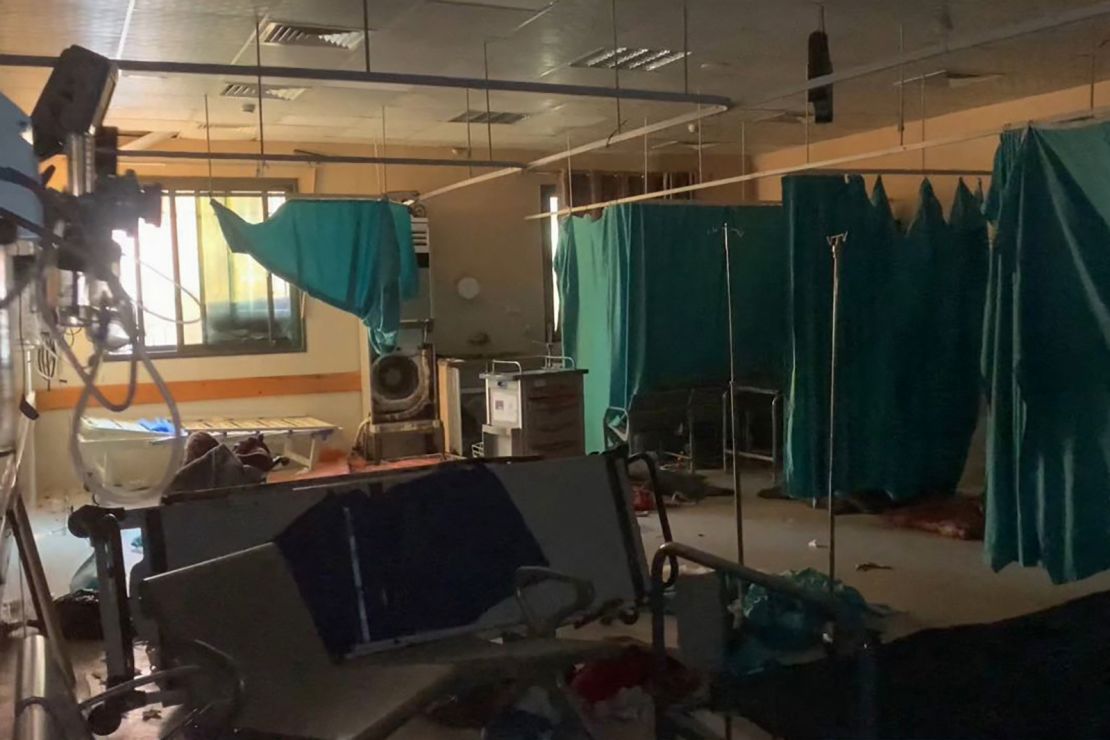 A picture shows damage inside Nasser Hospital in Khan Yunis last month.