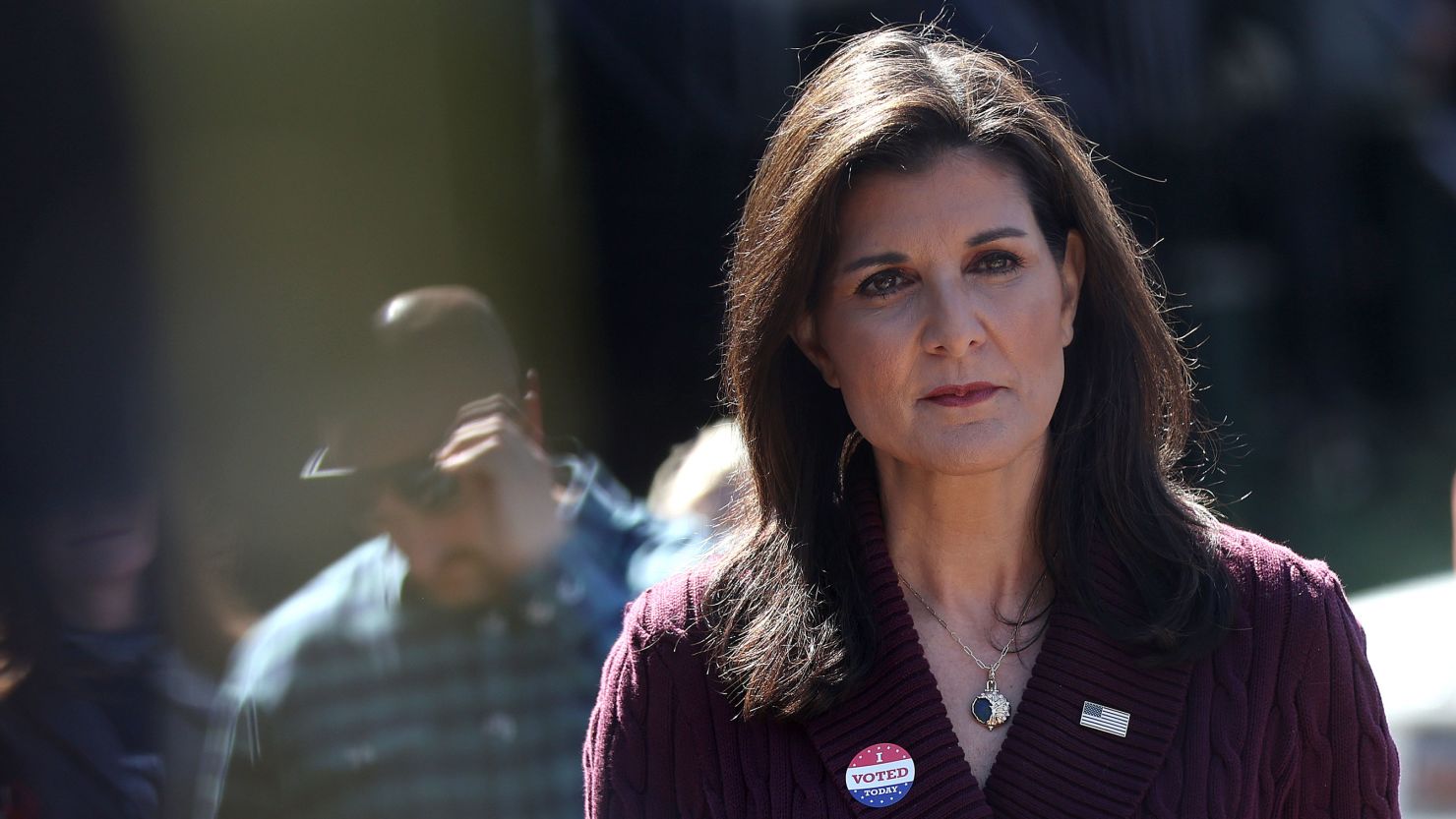 Former South Carolina Gov. Nikki Haley speaks to reporters after voting in the South Carolina Republican primary on February 24, 2024, in Kiawah Island.