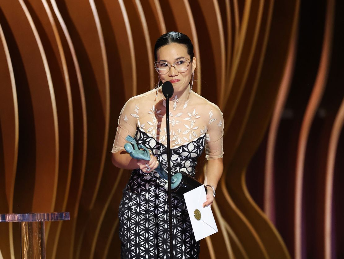 Ali Wong accepts the outstanding performance by a female actor in a television movie or limited series award for "Beef" onstage during the 30th Annual Screen Actors Guild Awards.